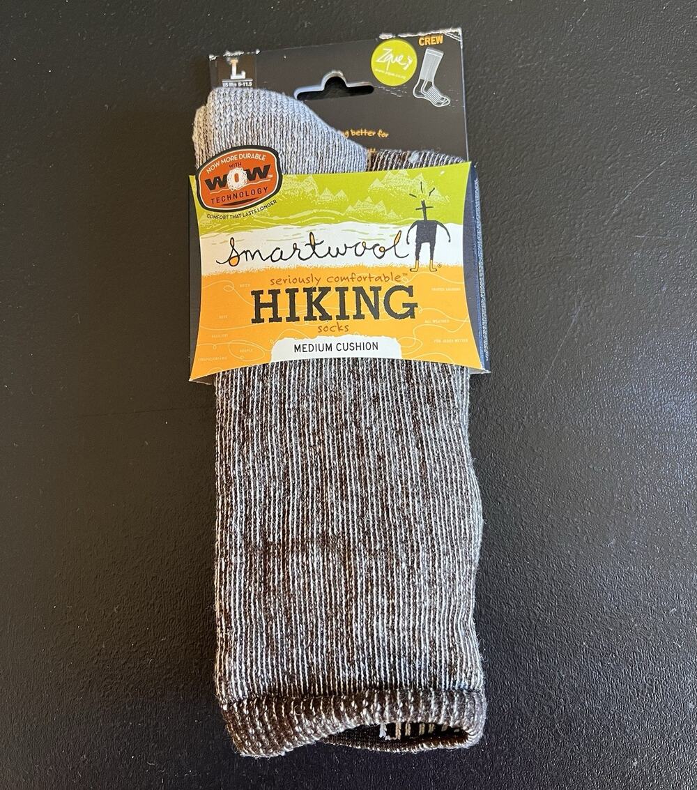 2 Pack Smartwool Socks Mens L Brown Hiking Wool Blend Medium Cushion Crew